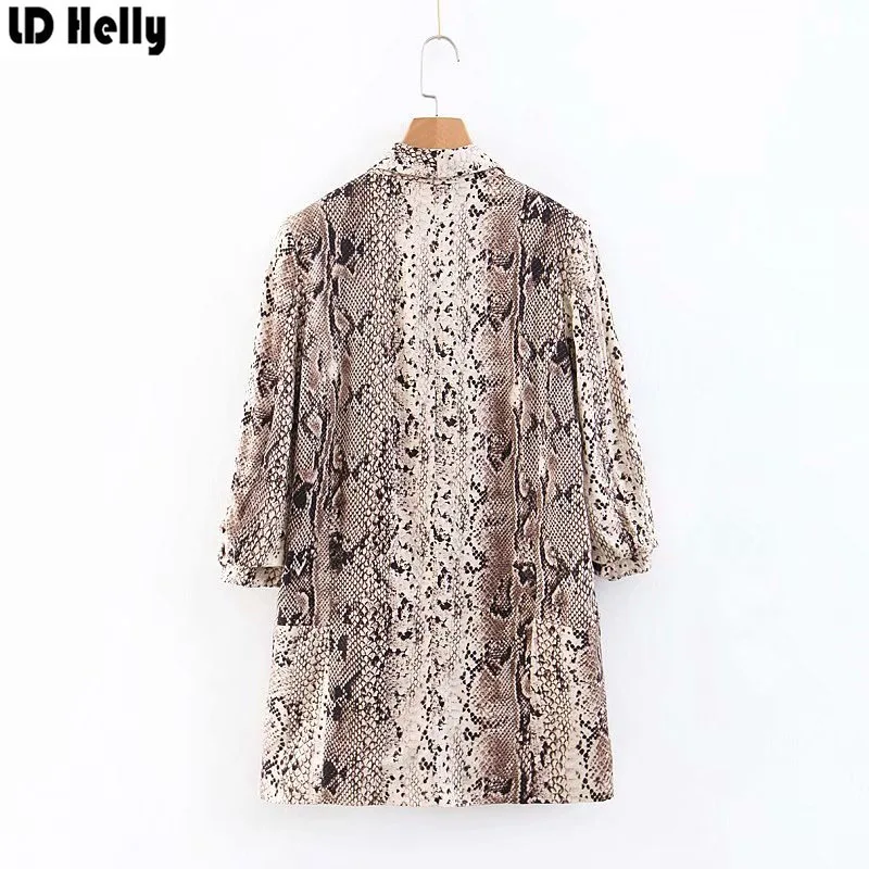 LD Helly винтажные женские блейзеры со змеиным принтом модная офисная куртка с