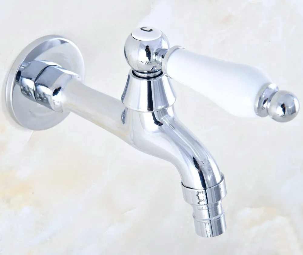 Polished Chrome Brass Single Ceramic Handle Bathroom Washing Machine Faucet /Garden Water Tap / Laundry Sink Taps mav162 | Обустройство