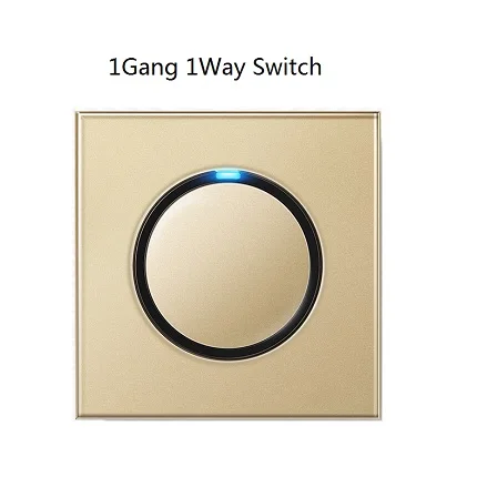 1gang 1way switch Настенный выключатель, Золотая стеклянная панель, 1 банда, 2 банды, 3 банды, 4 банды, 1Way, 2Way, 3Way, 4Way, настенный светильник, 3 отверстия, 5 отверстий, розетка - Цвет: 1gang 1way switch
