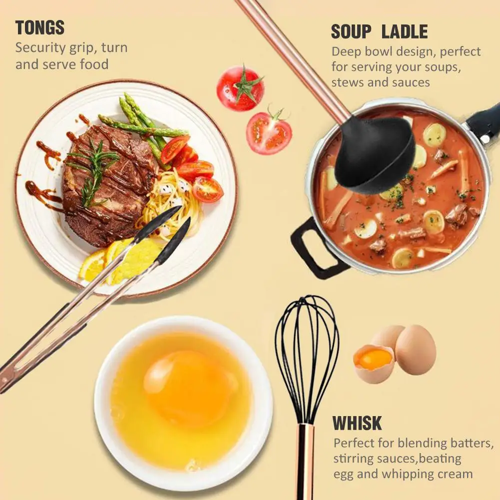 11 шт. медная ручка силиконовая кухонная посуда антипригарная лопатка ложка