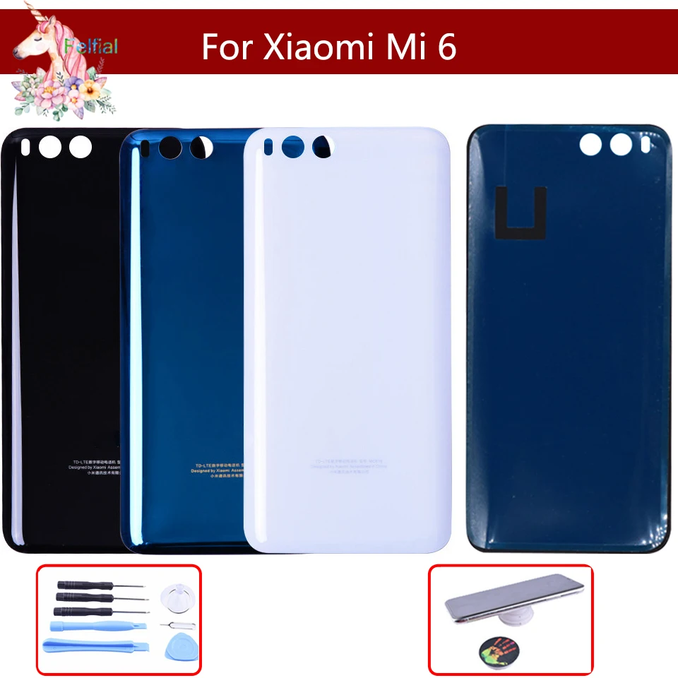 Оригинальное 3D стекло для Xiaomi Mi 6 mi6 Задняя стеклянная крышка батареи задняя дверь