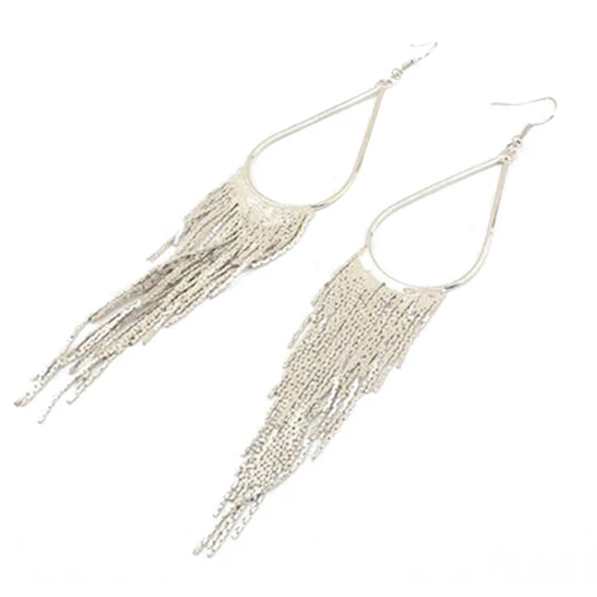 Meetcute модные Висячие золотые металлические элегантные большие серьги длинные