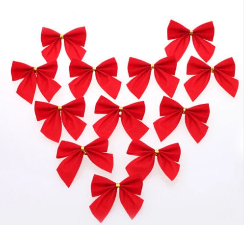 15 шт./лот Рождество декор Красный бархат Луки праздник дерево украшения елочные