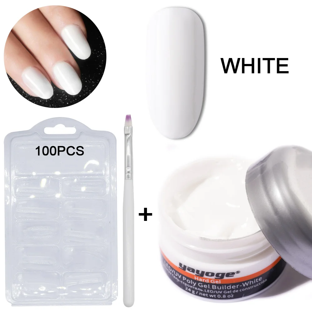 X17-Set01-white Yayoge 24 мл УФ гель полигель Набор UV УФ светодиодный гель для наращивания ногтей щетка Типсы для маникюра Набор инструментов для нейл-арта - Цвет: X17-Set01-white