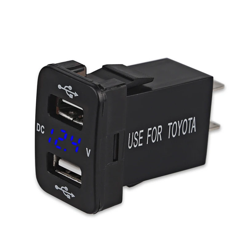 Urbanroad Dc 12 В USB розетка зарядное устройство измеритель напряжения вольтметр прикуриватель 2 порта адаптер питания интерфейс зарядное устройство для Toyota - Название цвета: Синий