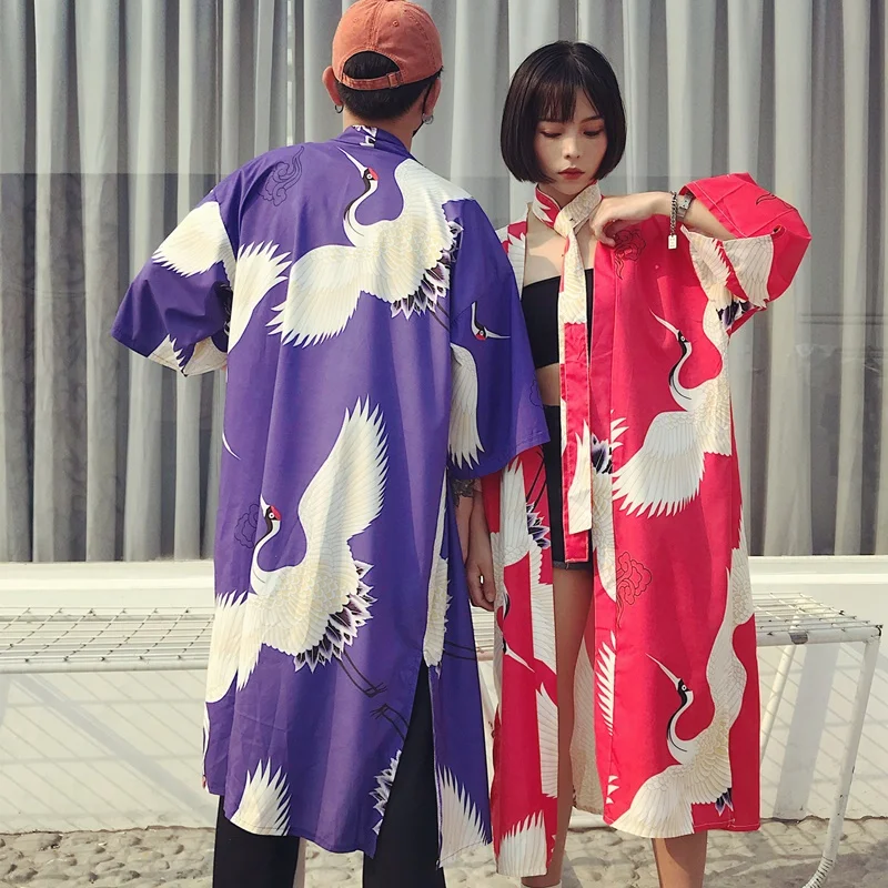 Новинка 2019 японское кимоно юката Haori женский костюм с красным краном