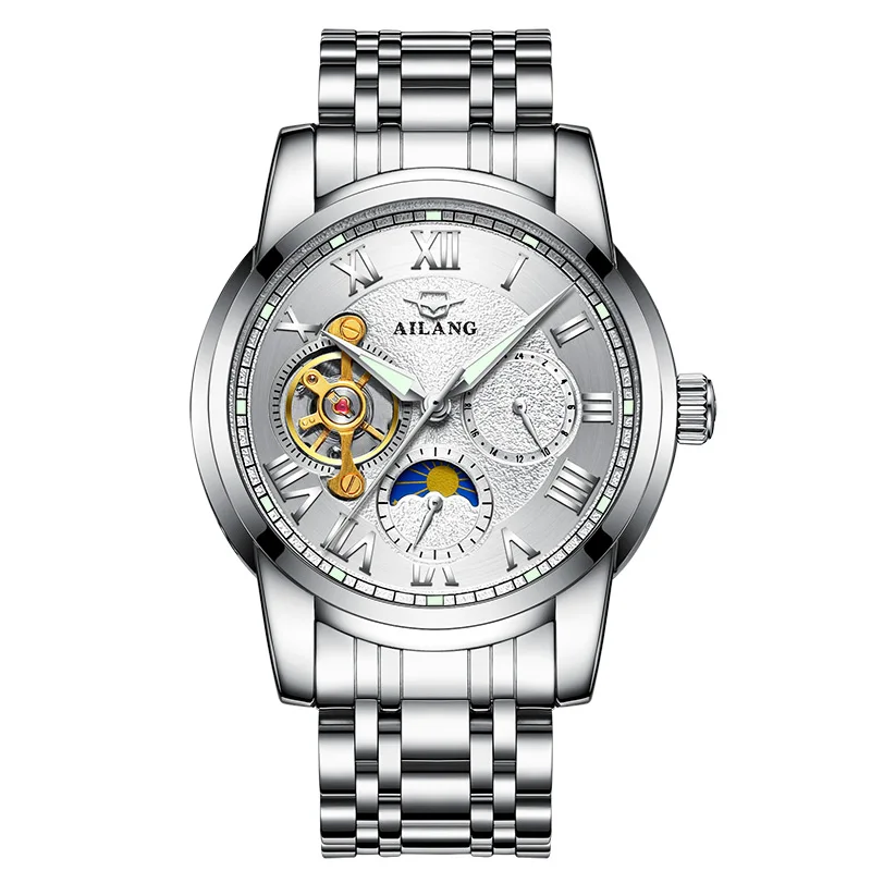 AILANG деловые часы Мужские автоматические светящиеся часы мужские Tourbillon водонепроницаемые механические часы Топ бренд relogio masculino - Цвет: 6
