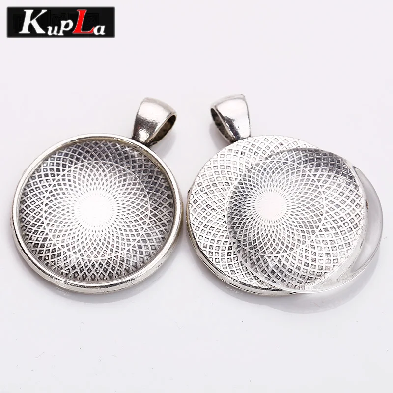 Kupla 25 мм стеклянный кабошон круглый настройки DIY металлические украшения кулоны
