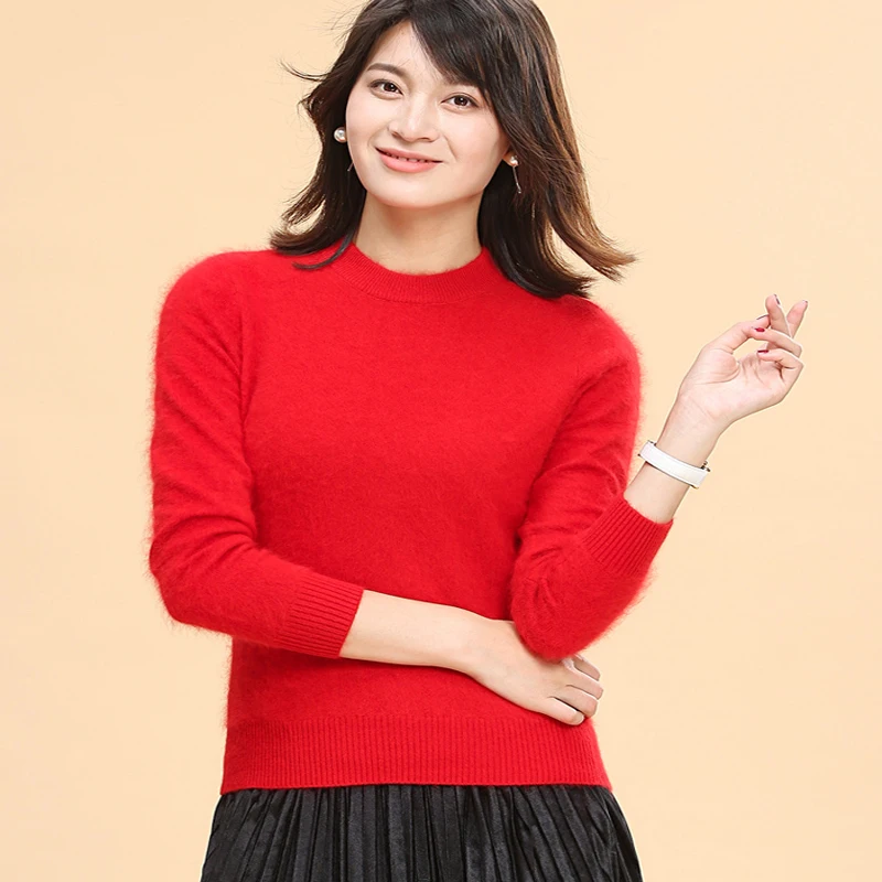 Super Warm Fluffy Mink Cashmere Soft Fur O-neck Sweaters and Pullovers for Women Autumn Winter Jumper Female Brand WA651 | Женская