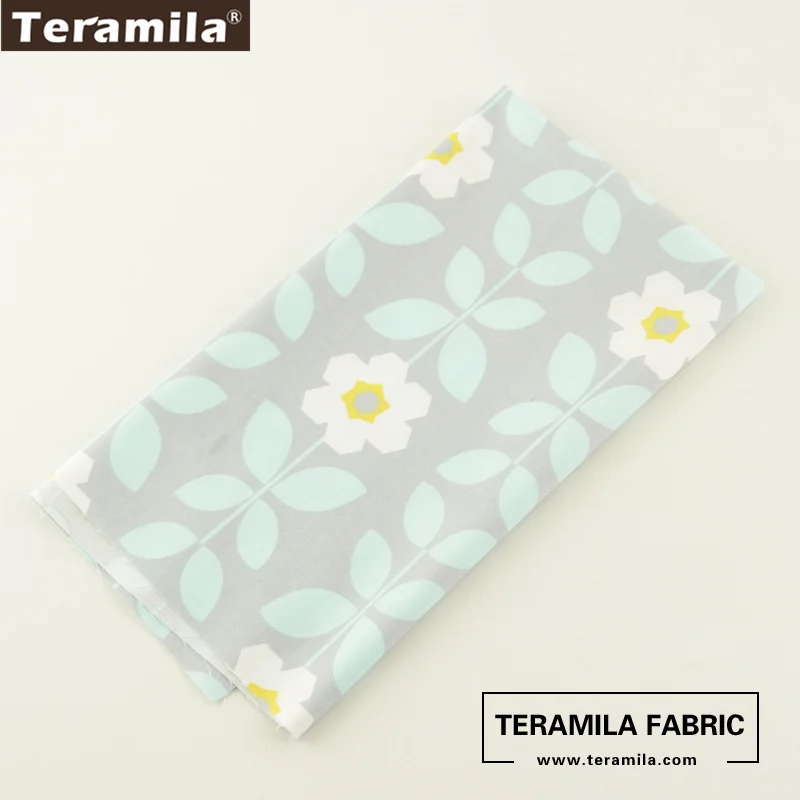 Teramila Cotton Fabrics High Quality Bedding Printed Flowers With Green Leaves Designs Quilting Patchwork Twill Tissue Crafts| |