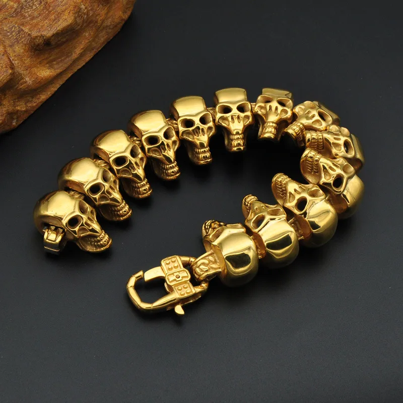 Огромный тяжелый золотистый мужской браслет choucong из нержавеющей стали 316L длиной