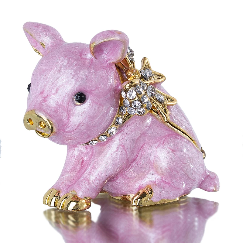 H& D ручная роспись Bejeweled розовый поросенок коробки навесные ювелирные изделия безделушки коробка кольцо держатель коллекционные подарки дома Свадебные украшения