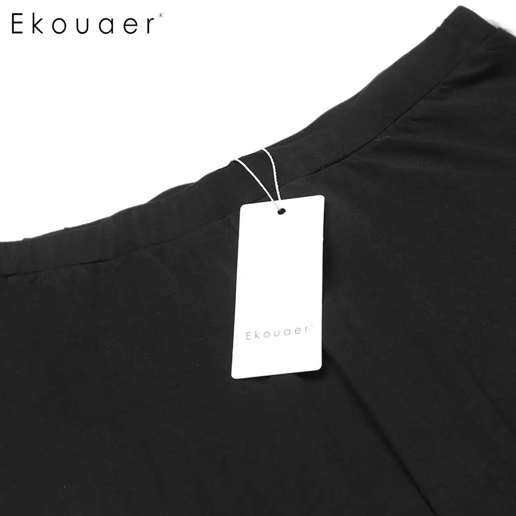 Женские пижамные штаны Ekouaer мягкие Широкие с разрезом однотонные повседневные