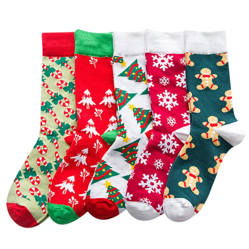 

New Design Christmas Kawaii Sweet Women's Socks Funny Christmas Tree Reindeer Gingerbread Snowflake Elk Candy Cane Gifts Socks