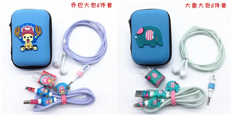 Три в одном мультяшный usb-кабель протектор для наушников, наушники, заставка для мобильного телефона, зарядка линии, защита кабеля данных