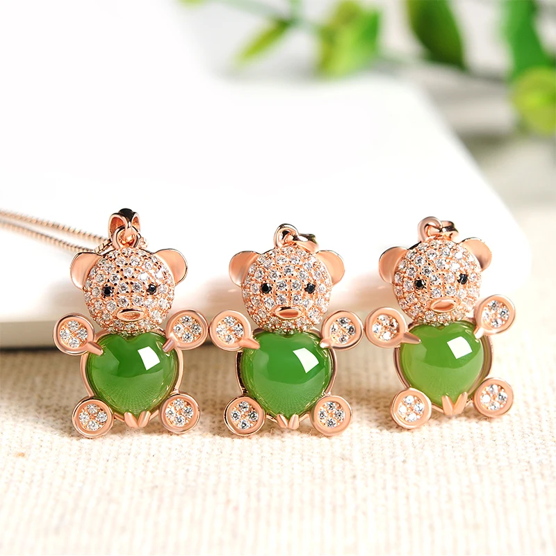 Jasper Egg noodle cute little Xiangyu pendant fashion women Winnie Bear and Hetian Jade Necklace Gift | Украшения и аксессуары