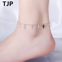 top new silver plated bracelets for women fashion girl anklets jewelry popular cross accessories for lady bangles party bijou