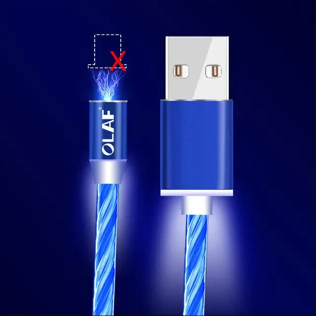 Магнитный usb-кабель Олаф для iPhone, светодиодный, светящийся, магнитный, Micro USB type-C кабель для samsung Galaxy S9 S10 Xiaomi huawei - Цвет: No Plug