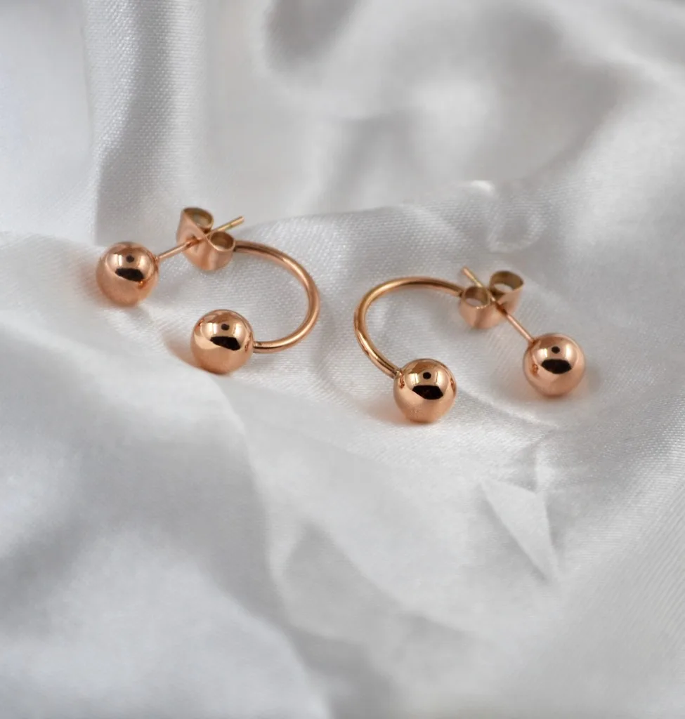 2020 модные серьги гвоздики для женщин из розового золота Круглые бусинки