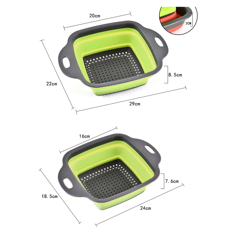 2 шт./компл. Складная сетка складная корзина Набор дуршлагов квадратный Форма для
