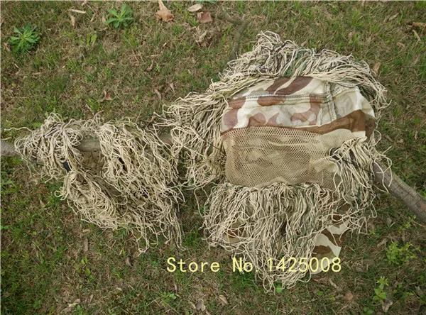 Desert camouflage Охотничий тип травы снайперский тактический камуфляж головной убор колпачок и винтовка веревка для Ghillie костюм охотничья ткань - Цвет: Desert camouflage