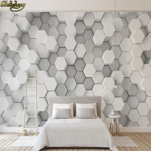 3D белые геометрические обои с шестигранной мозаикой, современные постельные принадлежности, рулон бумаги
