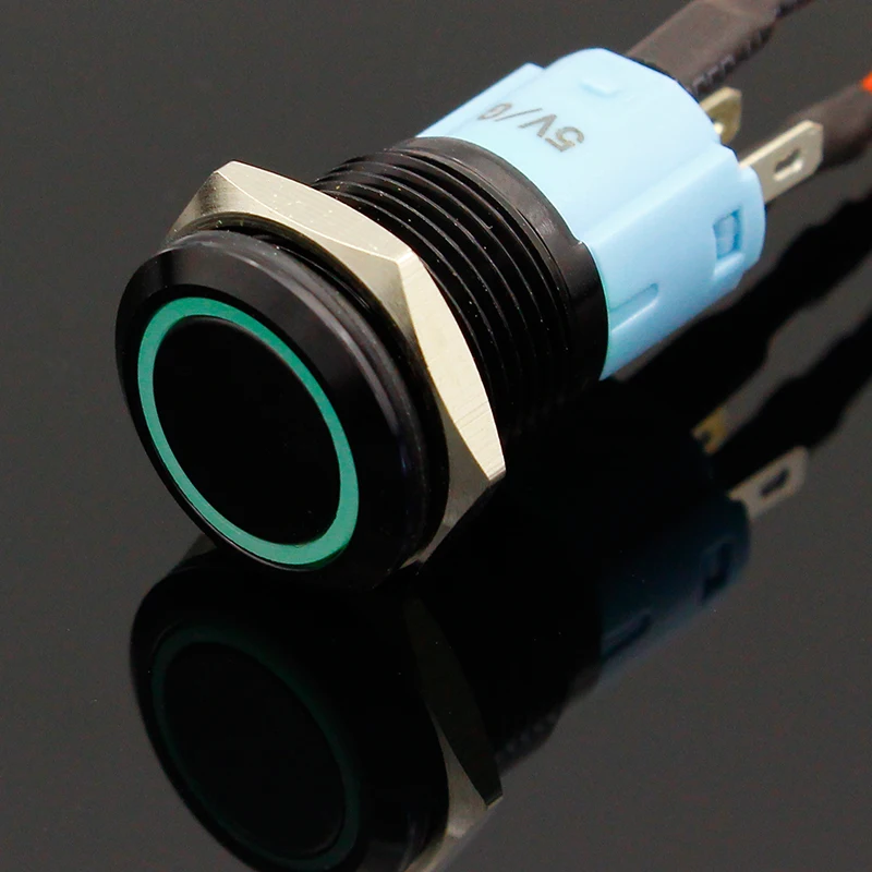 Светодиодный мгновенный 16 мм водонепроницаемый металлический кнопочный