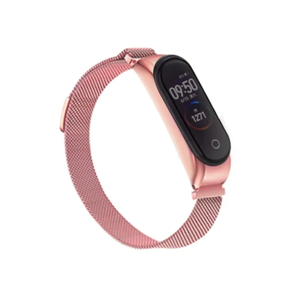 Rose powder Мода для Xiaomi Mi ремешок 4 Замена Спорт магнитный пункт ремешок металлический браслет двухтоновый сменный ремешок - Цвет: Rose powder