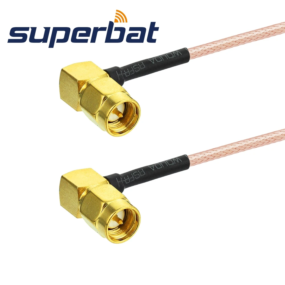 Superbat SMA Pigtail Cable Assembly SMA Plug Right Angle to Male Right Angle Patch Lead RG316 25cm for Wi-Fi Radios Antenna