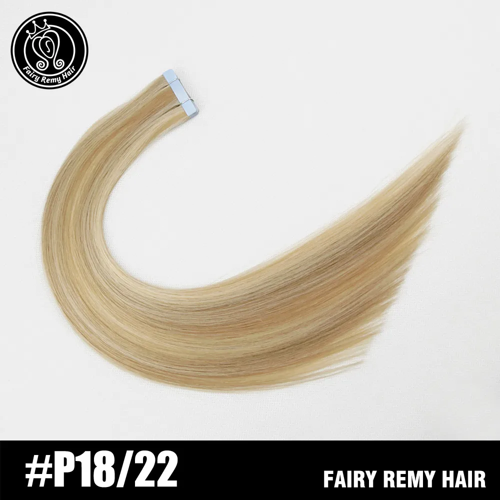 P18-22 Накладные волосы на ленте, человеческие волосы, натуральные волосы Remy для наращивания, волосы для наращивания, цвет платины, блонд, 2,0 г/шт., 16 ВКЛ, 40 г/упак - Цвет: P18-22