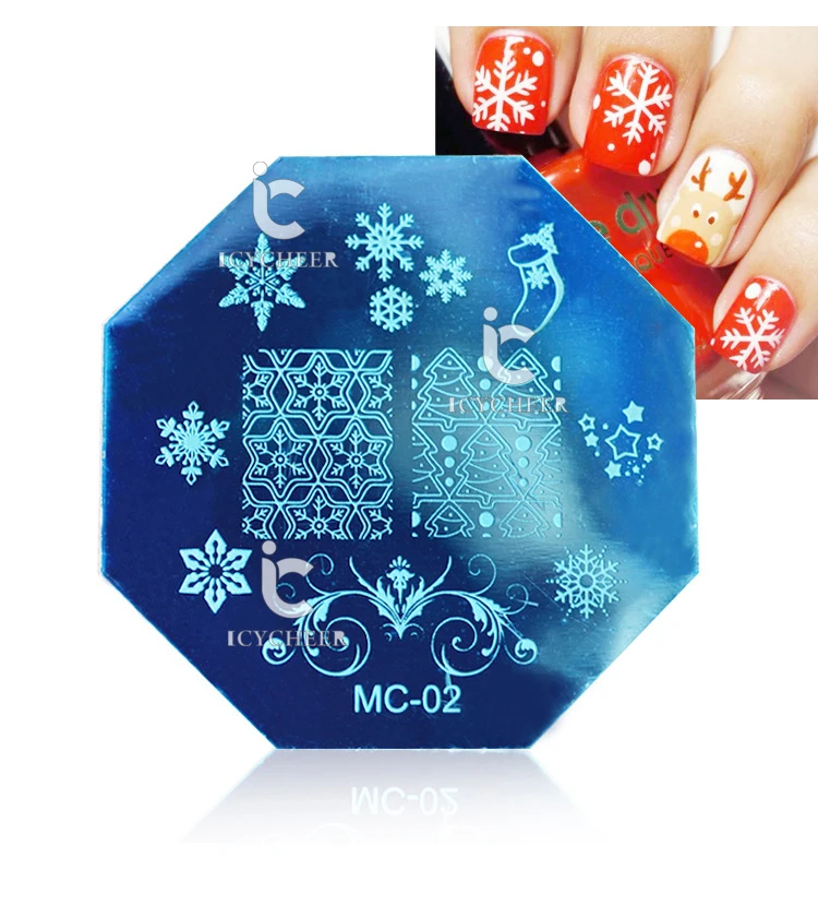ICYCHEER самодельные трафареты Chrismas шаблон для ногтей Штампы для ногтей штамповочные пластины украшения для ногтей