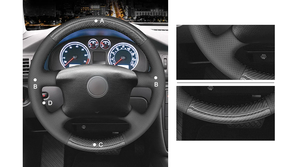 MEWANT PU чехол рулевого колеса автомобиля из углеродного волокна для Volkswagen VW Passat B5 1996-2005 Golf 4 1998-2004 Seat Alhambra