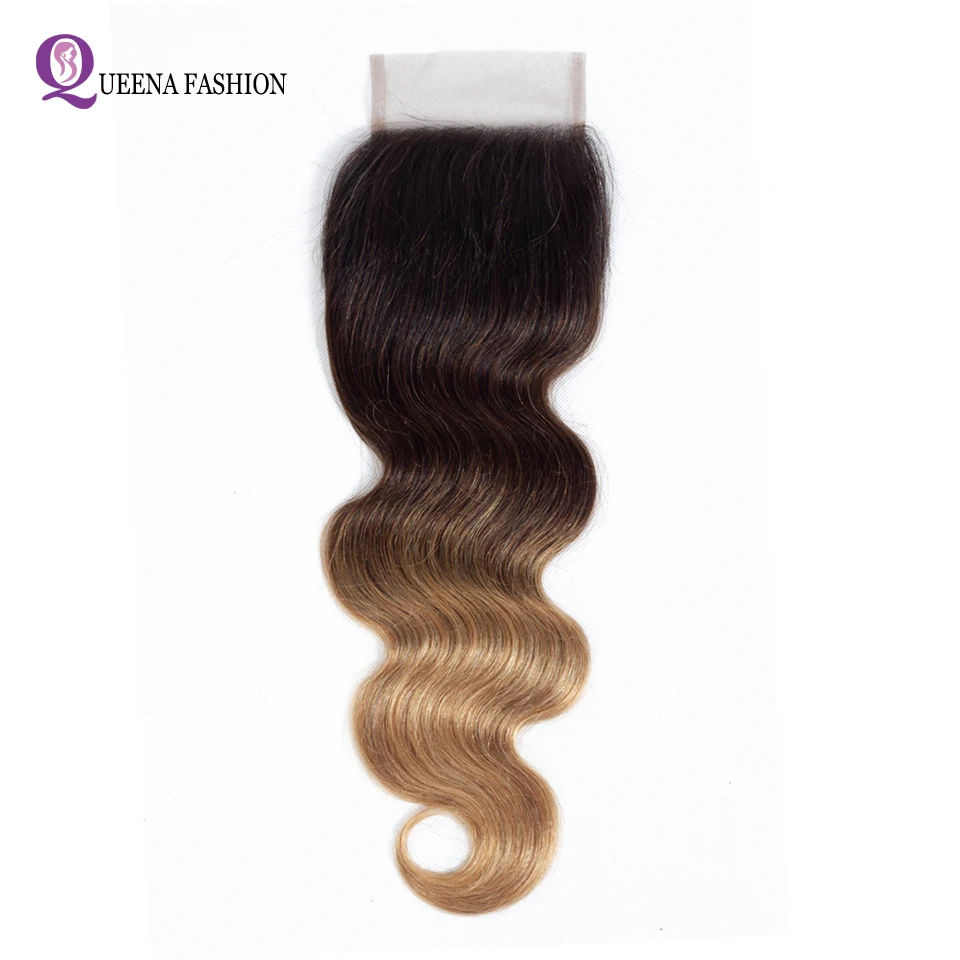 Queena 1B/4/30 1B/4/27 3 тон Ombre Волны Человеческого Тела Пучки Волос с застежка Реми