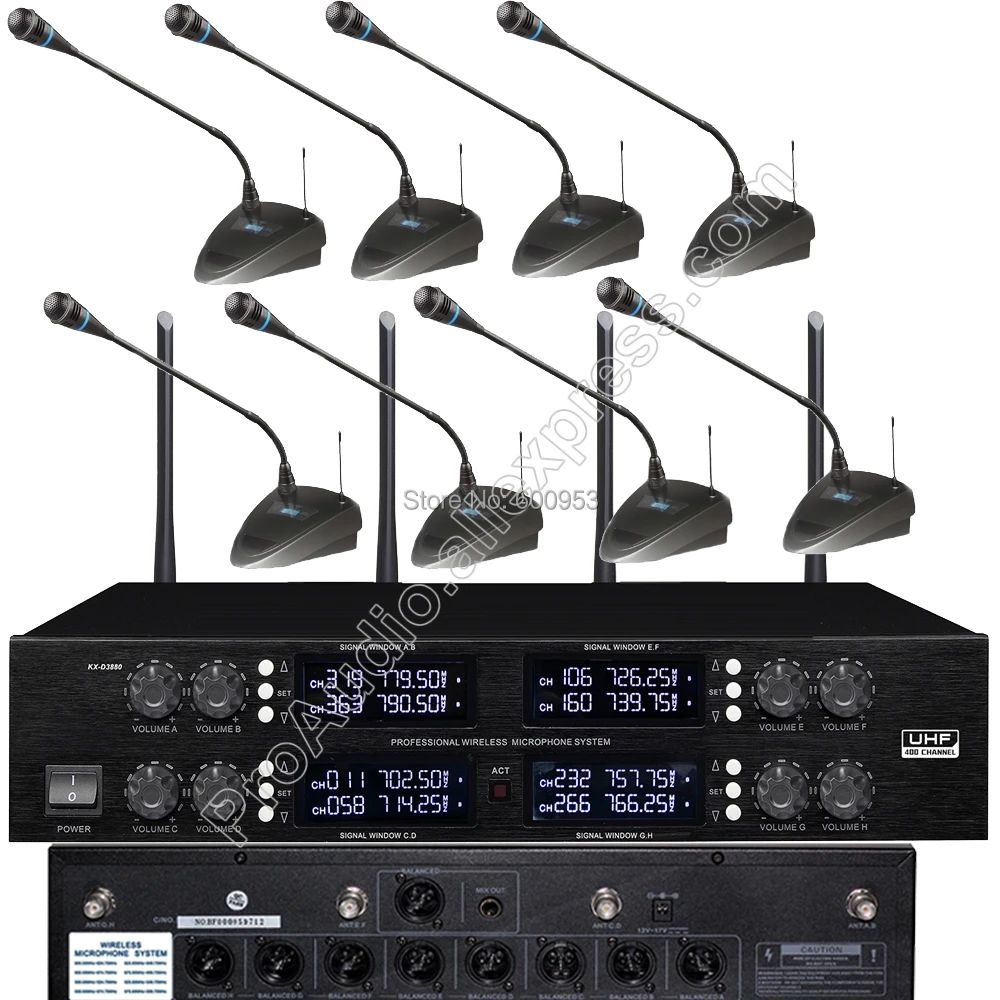 MICWL 8x50 каналов UHF Регулируемая Частота беспроводной 8 Настольный гусиная шея