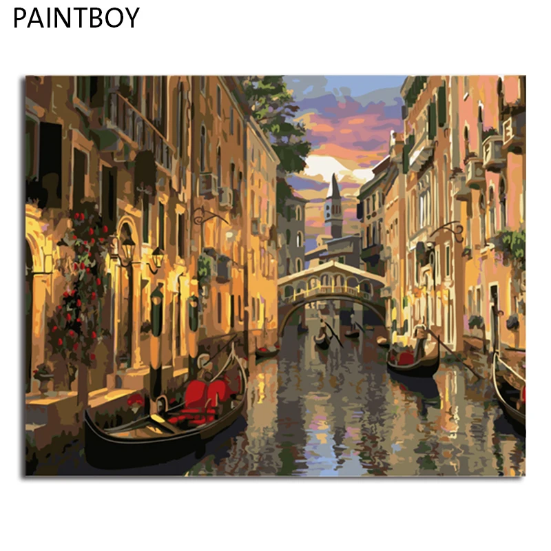 PAINTBOY изображения пейзажей в рамке живопись по номерам живопись и каллиграфия DIY Раскраска по номерам на холсте