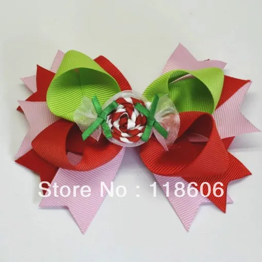 

Red and White Christmas Peppermint Wrapped Candy Ribbon Sculpture Hair Clip