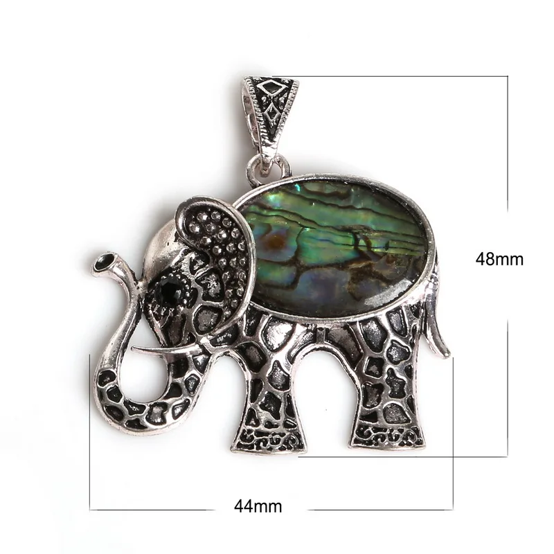 Rhodium Plated Natural abalone shell Elephant Pendants Animal Chams Stone Necklace Making Jewelry | Украшения и аксессуары