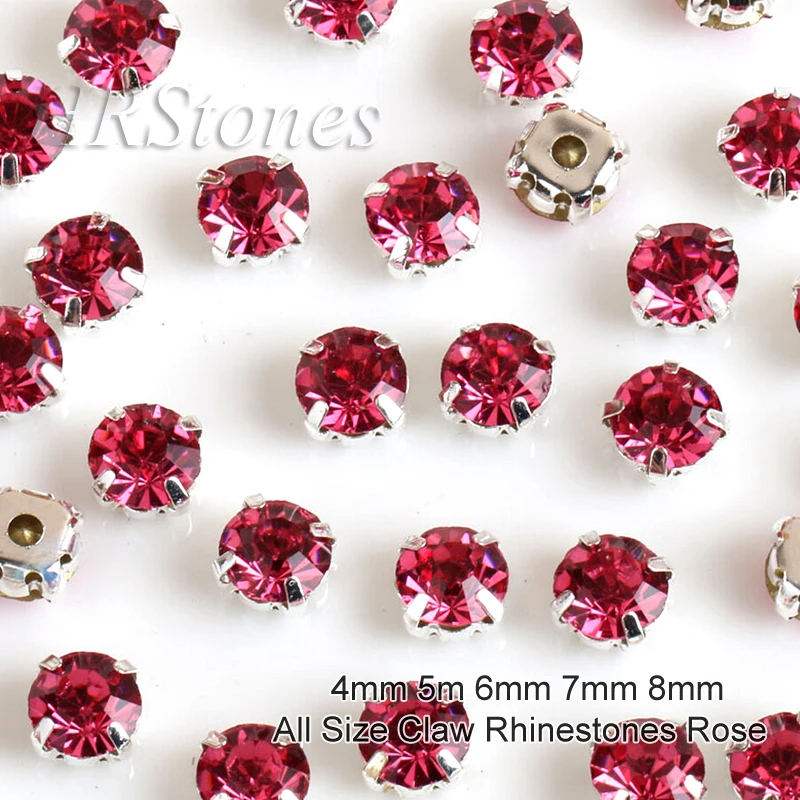 Все размеры розовый цвет Круглый пришит Стразы с когтями бусины Необычные камни