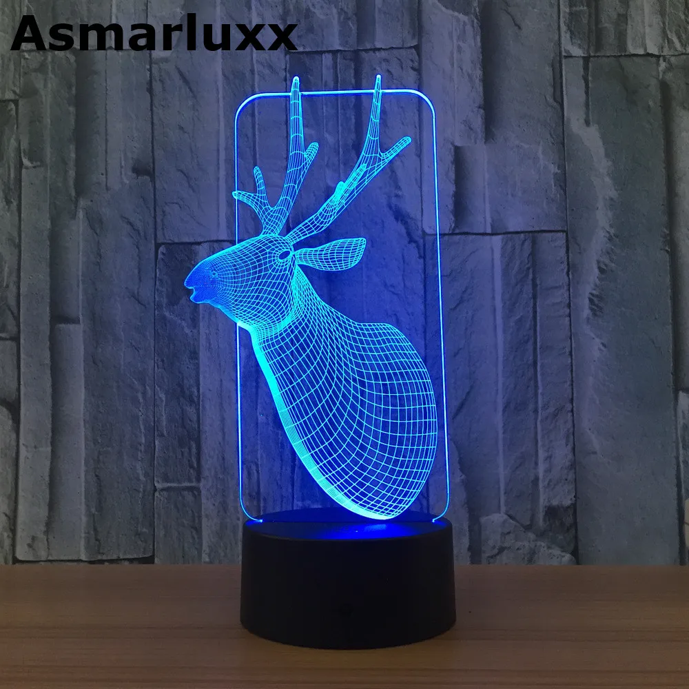 Олень 3D лампа USB светодиодный светильник домашний декор романтический дом