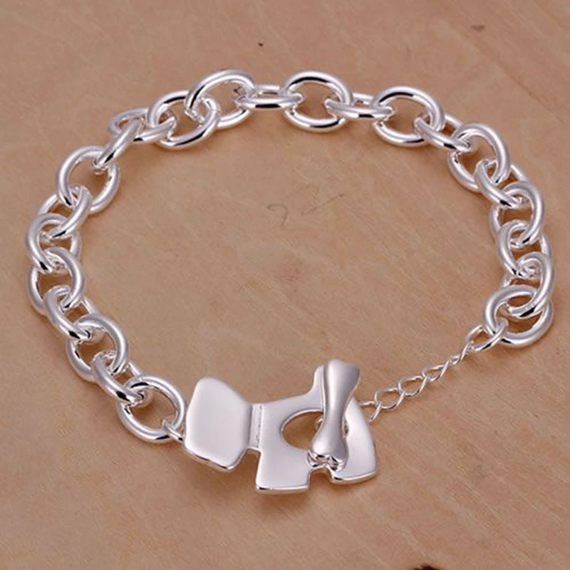 Hot! 925 jewelry silver plated bracelet,silver fashion jewelry Dog Plate and Bone Bracelet /HSFQQMFD WBSRENMD
