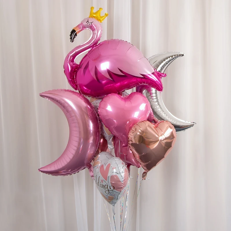 Birthday Balloons Rose Pink Flamingo Moon Heart Beer cup Foil Balloon Wedding Mariage Decoration Adult Party Helium Air Globos