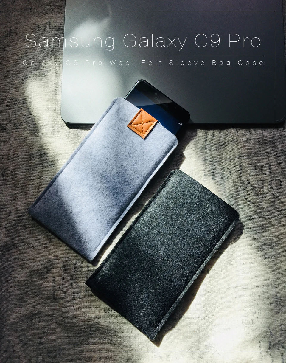 Универсальный держатель чехол для телефона для samsung Galaxy C9 Pro 6," плотно прилегающий чехол Карманный Чехол ручной работы из шерстяного войлока защитная сумка-чехол