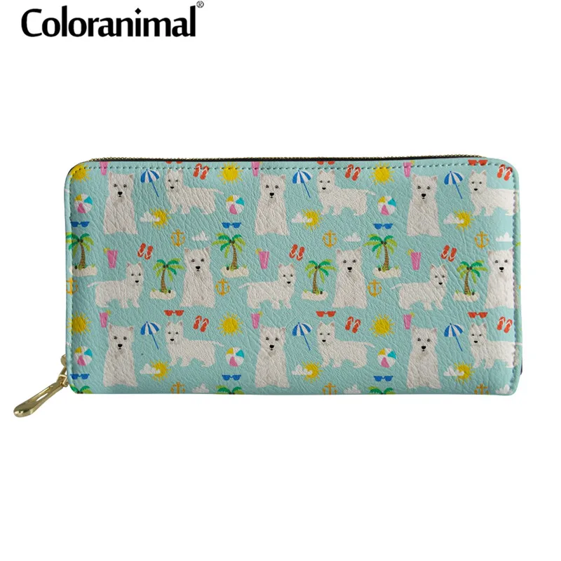 Дизайнерский брендовый Длинный кошелек Coloranimal Westie с цветочным принтом для женщин