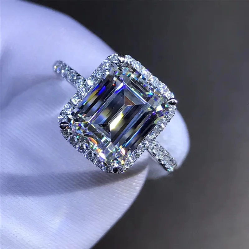 Choucong, Женское Обручальное кольцо, 925 пробы, серебро, Emeral cut, 2ct, AAAAA, cz, Promise, обручальное кольцо, кольца для женщин, вечерние ювелирные изделия