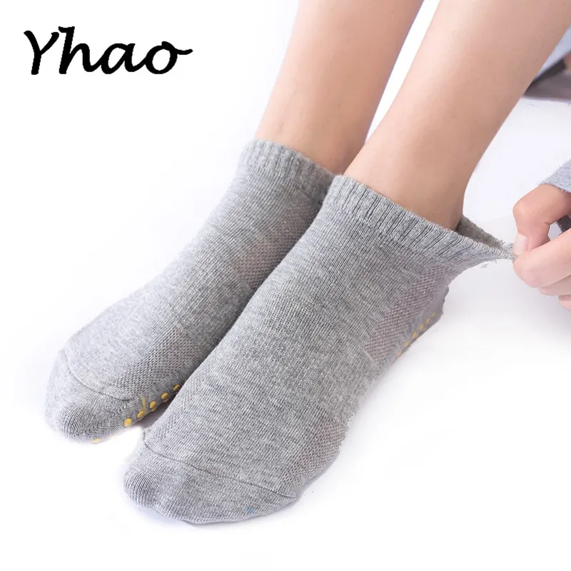 Yhao, женские хлопковые носки для йоги, Нескользящие, гигроскопичные, пот, высвобождение, хорошее сцепление, батут, танец, Барр, фитнес, Пилатес, носки