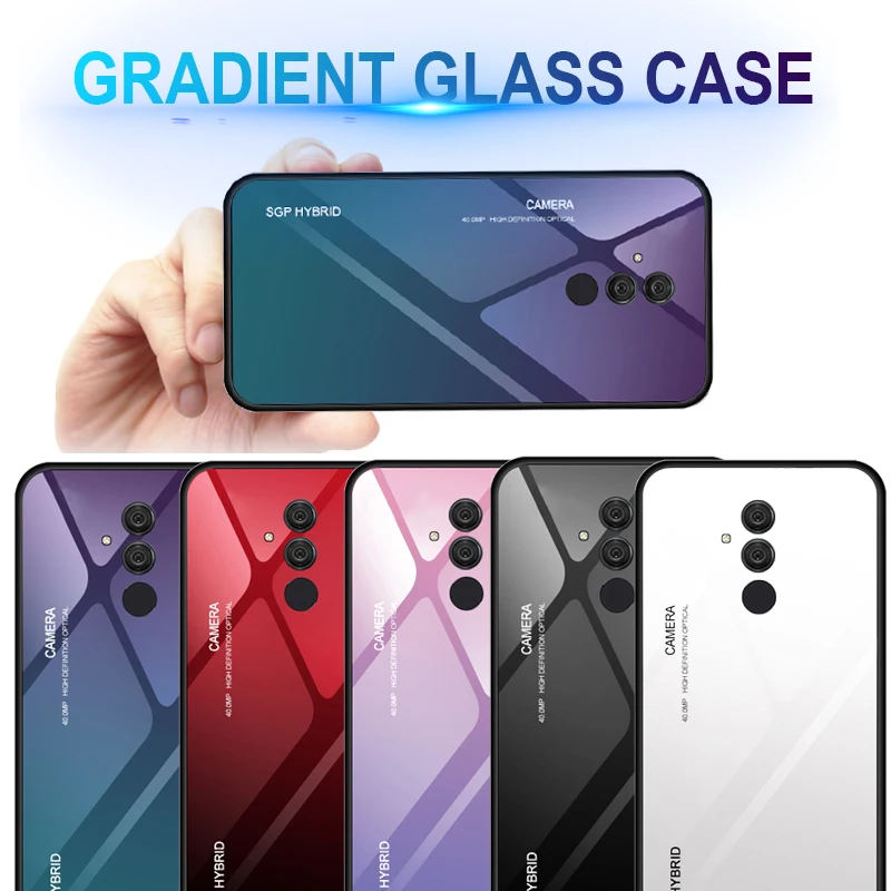 Чехол Бампер для Huawei P30 Pro P20 Lite light P10 Plus чехол с градиентным закаленным стеклом huawey