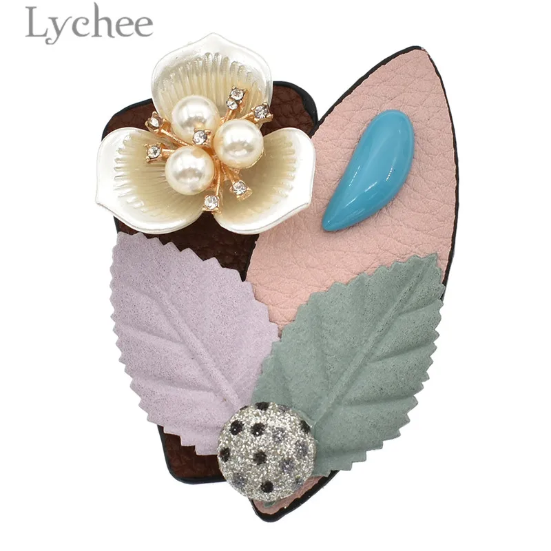 Lychee модный синтез кожа лист форма женская брошь на булавке имитация жемчуга в