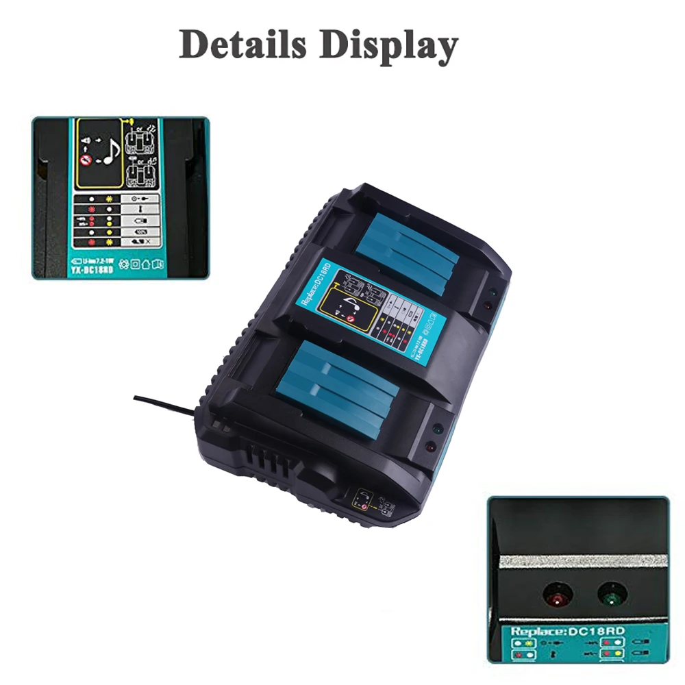 Для Makita Dual Замена Зарядное устройство литий-ионный Быстрый оптимизированная 4A Выход Зарядное устройство для BL1830, BL1430, DC18RC, DC18RA, DC18RCT