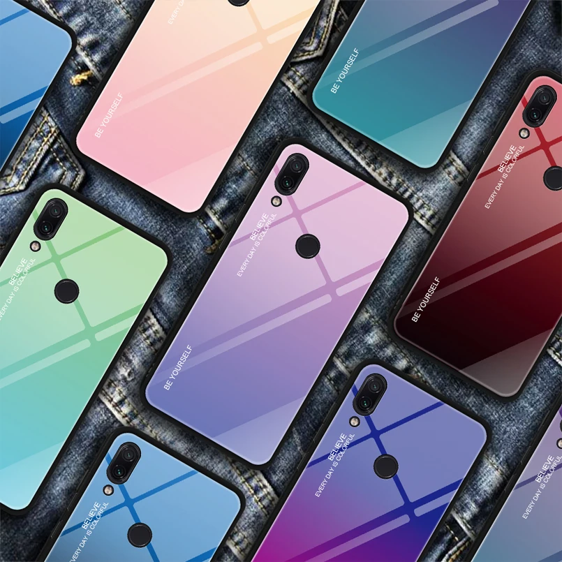 Роскошный чехол для Xiao mi Red Note 5 6 7 Pro 6A закаленное стекло градиентный цвет