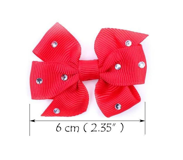 

24 pcs/lot, Grosgrain Ribbon with Crystals Hair Clips , Girl Hair Bow accessories